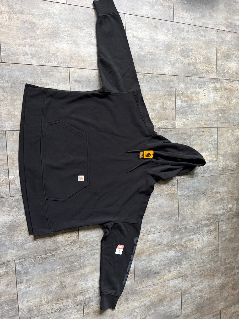 Carhartt Black Hooded Work Pullover with Logo Patch